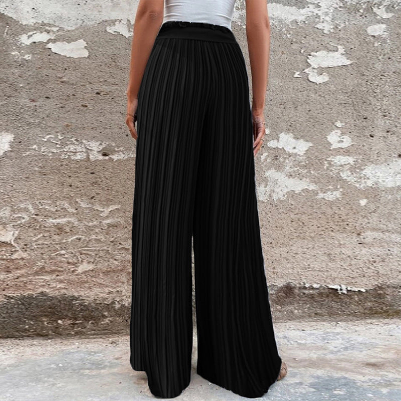 Ruffled Wide-leg Trousers