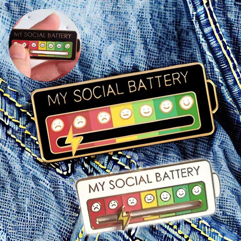 Interactive Mood Pins Social Battery Brooch