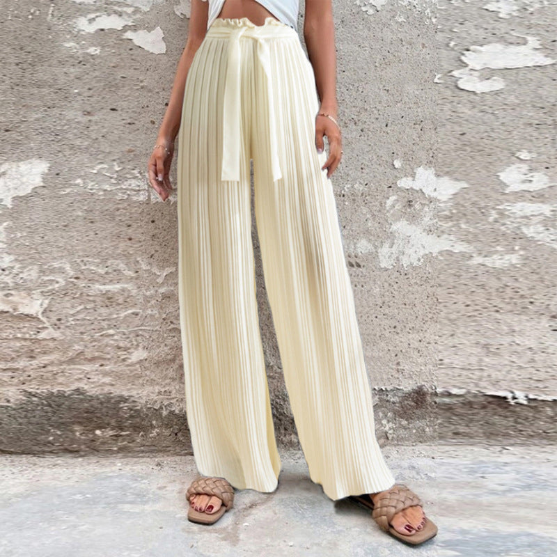 Ruffled Wide-leg Trousers