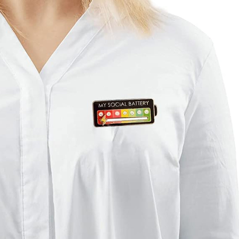 Interactive Mood Pins Social Battery Brooch