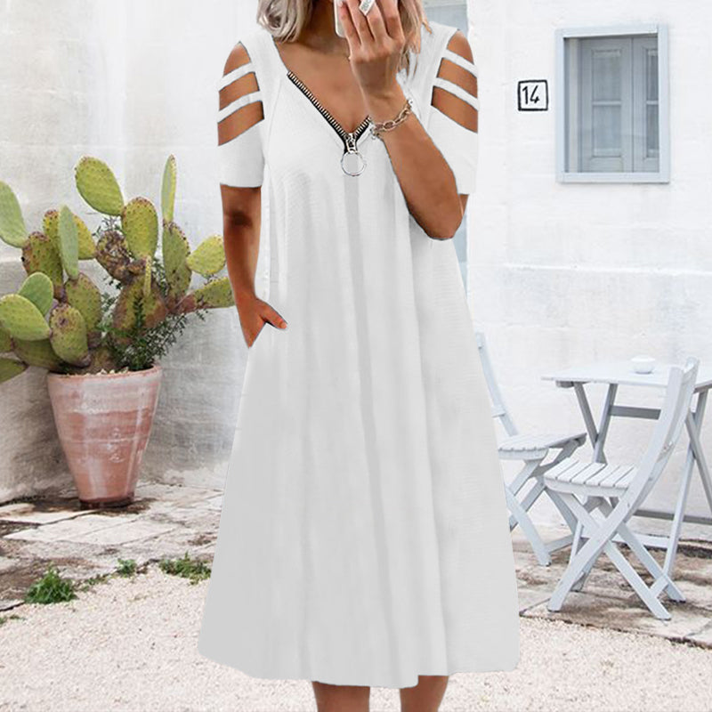 Short Sleeve Zip Dress