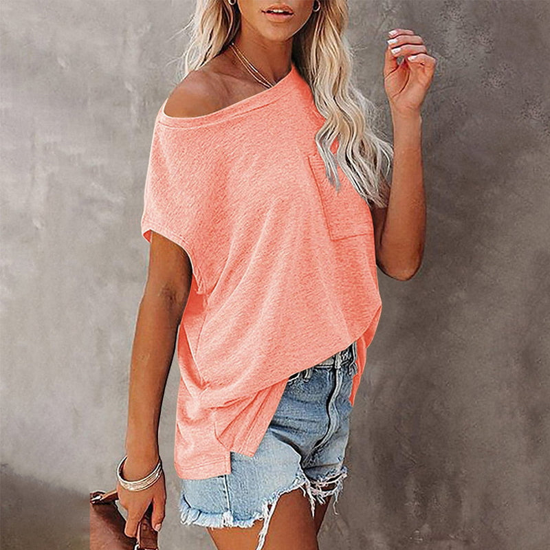 Women's Casual Short Sleeve Off Shoulder Oversized T Shirt