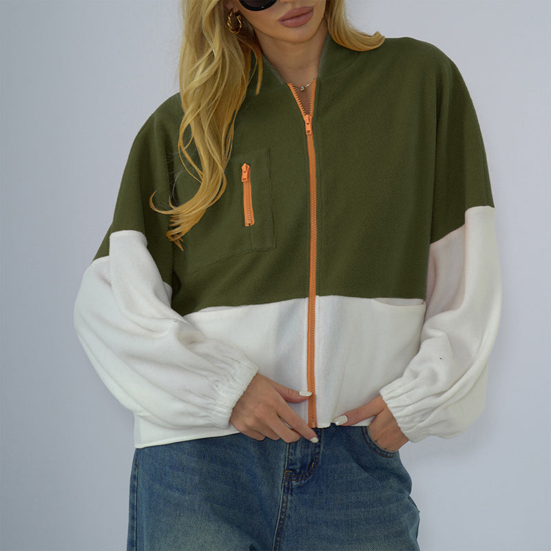 Multicolor Panel Fleece Jacket