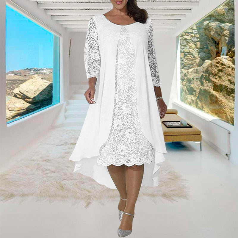 Lace Panel Long Sleeve Dress