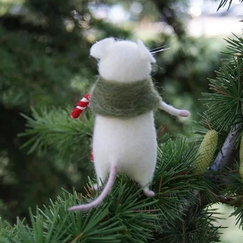 Felt Mouse and Pumpkin Ornament