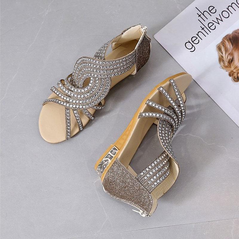 Roman Style Rhinestone Flat Sandals