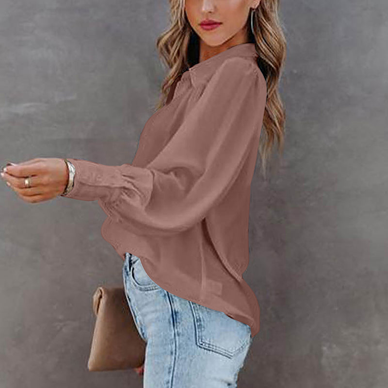 Balloon Sleeve Pleated Shirt