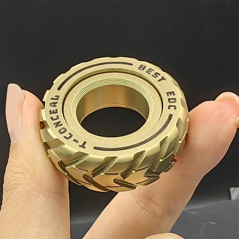 Dual Function Stainless Steel Motorcycle Tire Fidget Ring