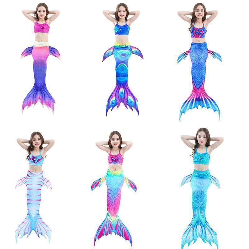 Girls Mermaid Tail Kids Swimsuit Bikini Set