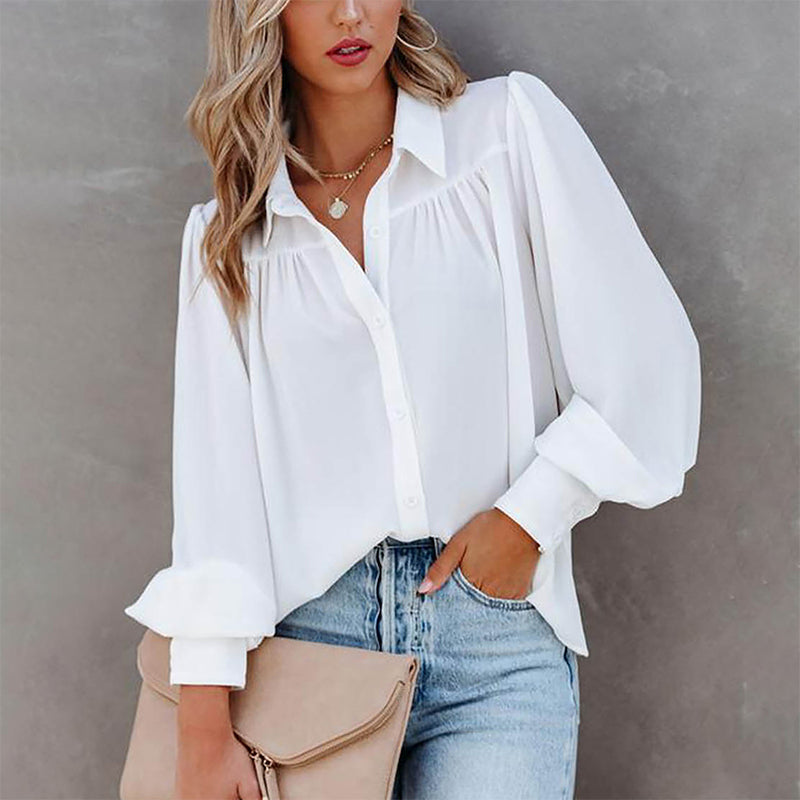 Balloon Sleeve Pleated Shirt