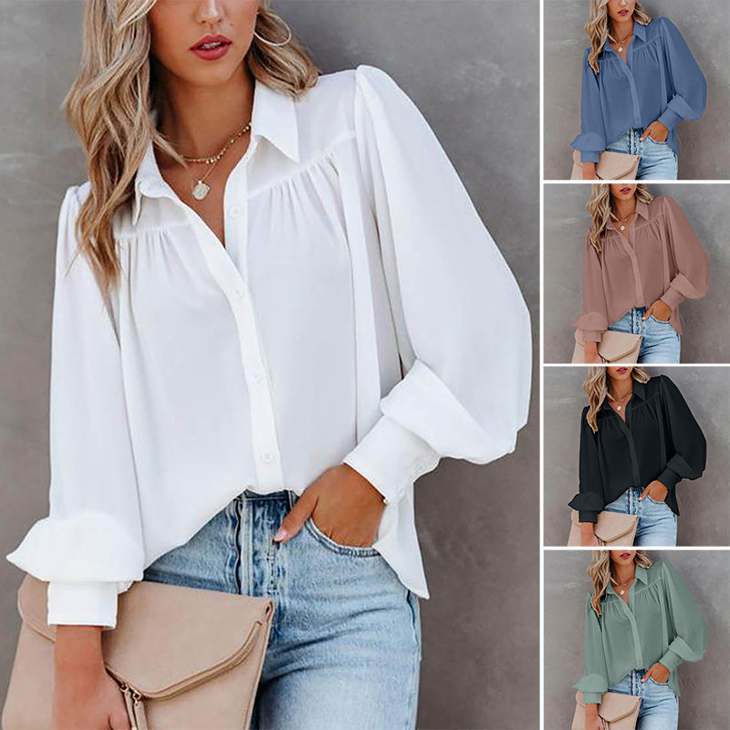 Balloon Sleeve Pleated Shirt