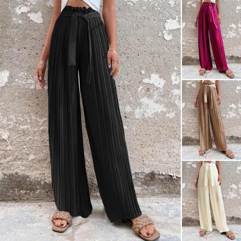 Ruffled Wide-leg Trousers