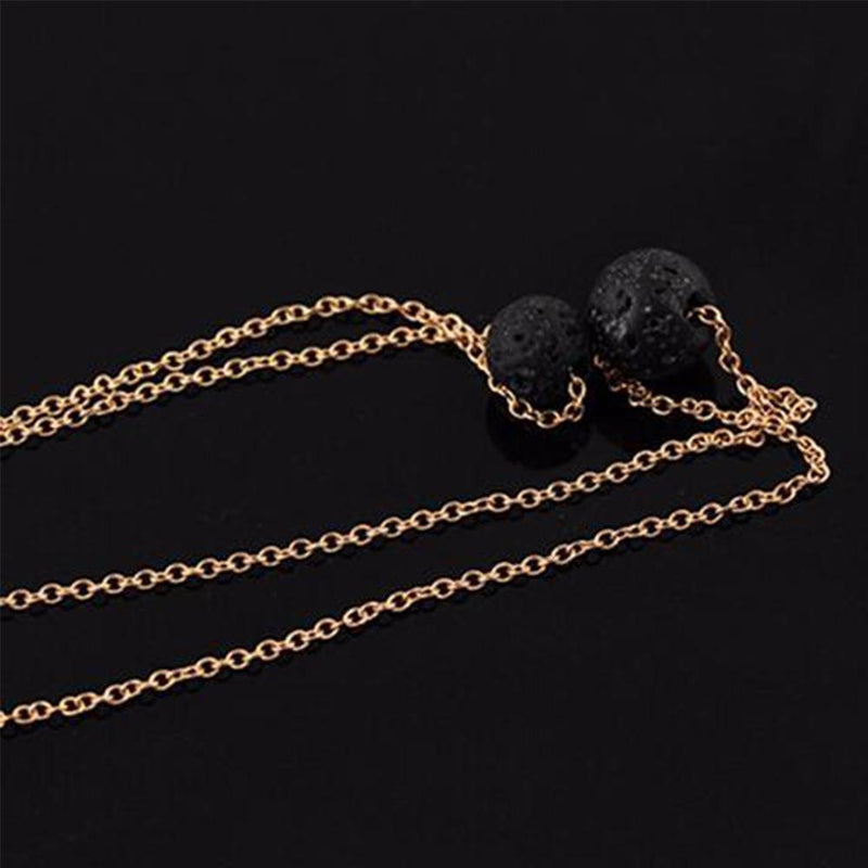 Lava Stone Pendant Essential Oil Diffuser Multilayer Necklace