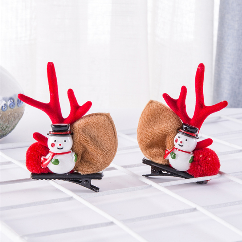 Christmas New Antler Plush Hairpins