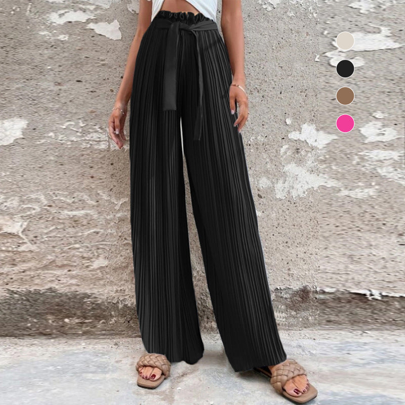 Ruffled Wide-leg Trousers