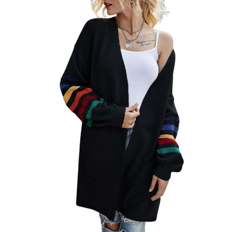Women Panelled loose plus size knitted sweater coat
