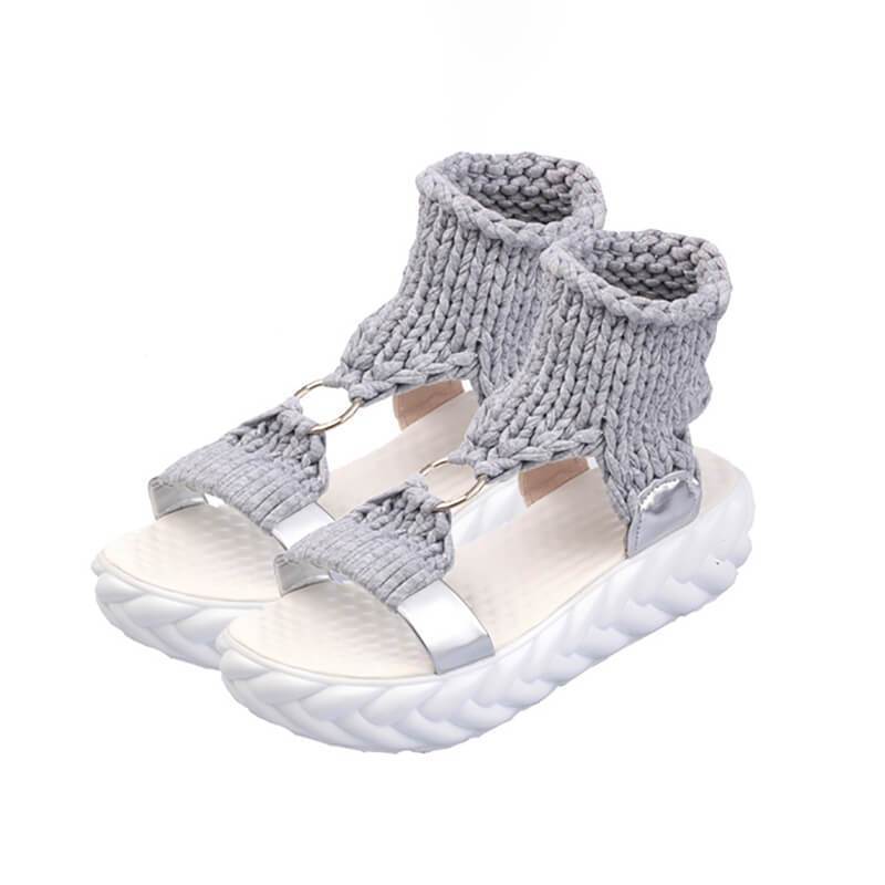 Woven fabric thick sole sandals