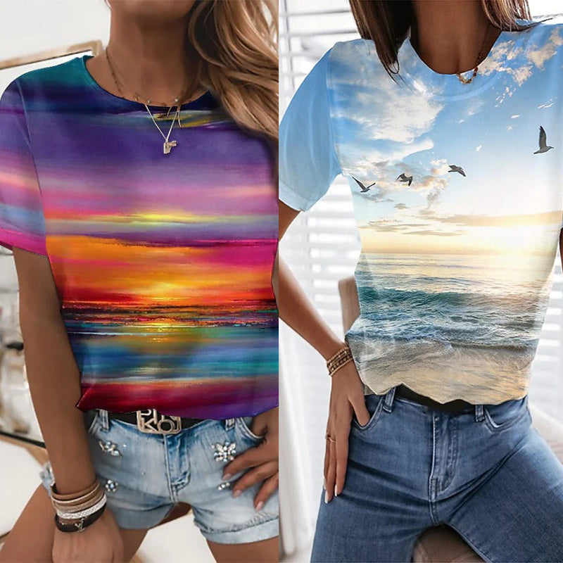 Women's Casual 3D Printed Painting T-shirt