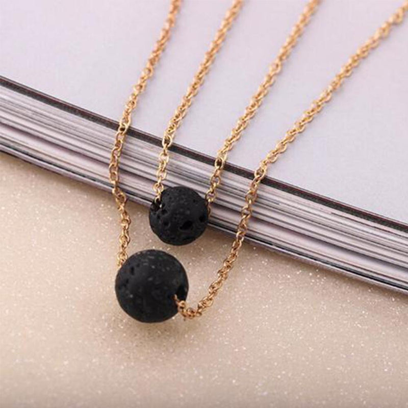 Lava Stone Pendant Essential Oil Diffuser Multilayer Necklace