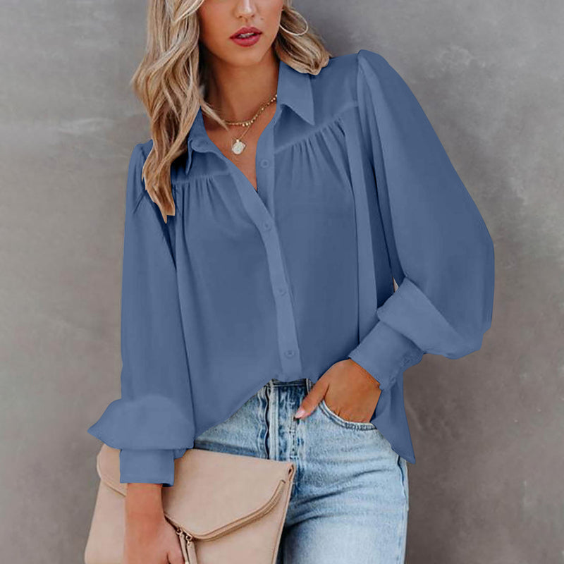 Balloon Sleeve Pleated Shirt