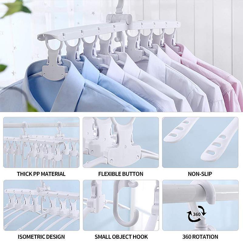 8 In 1 Multifunctional Folding Hanger For Space Saving