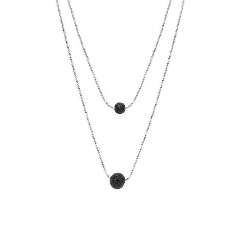 Lava Stone Pendant Essential Oil Diffuser Multilayer Necklace