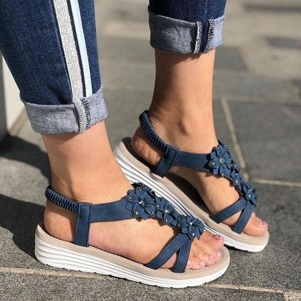 Women's Summer Flower Wedge Sandals