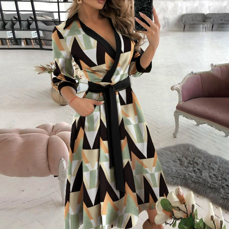 V-neck Printed Dress