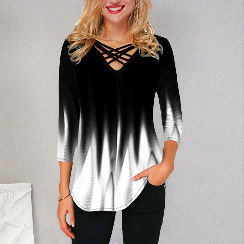 Casual Style Pullover V-Neck Loose Women's T-Shirt