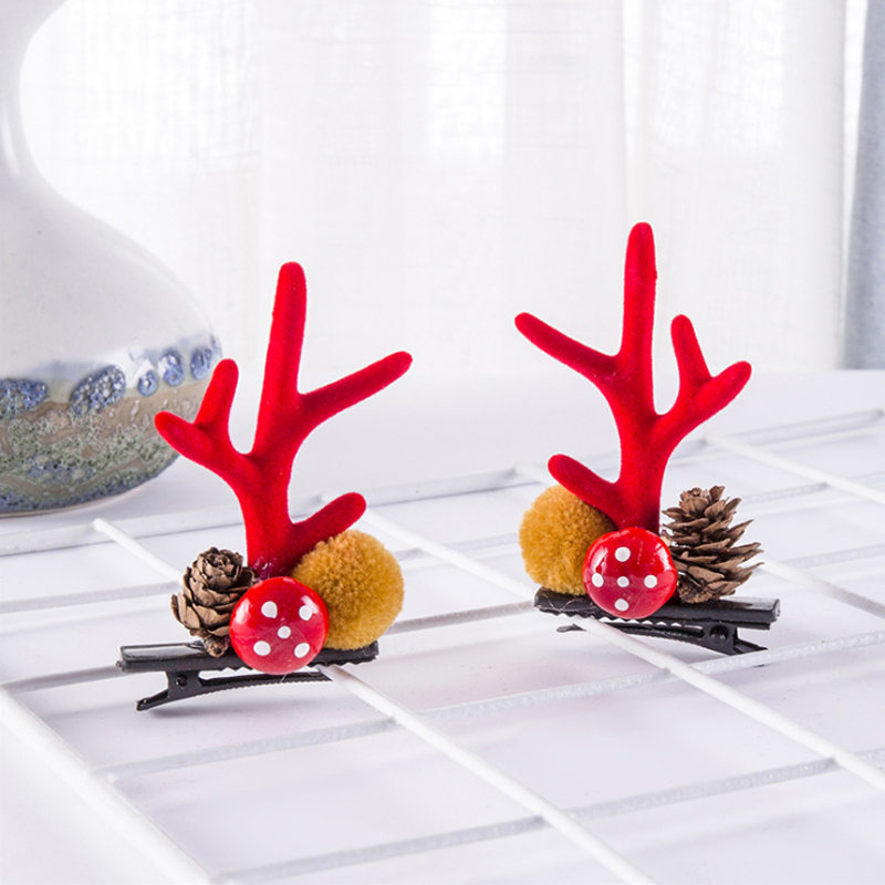 Christmas New Antler Plush Hairpins