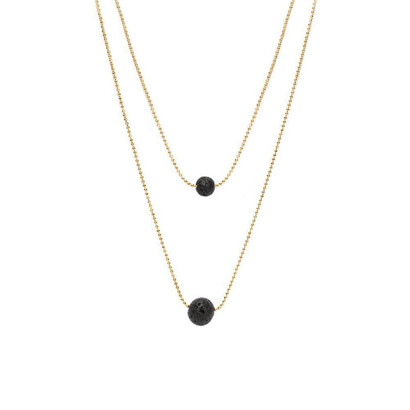 Lava Stone Pendant Essential Oil Diffuser Multilayer Necklace