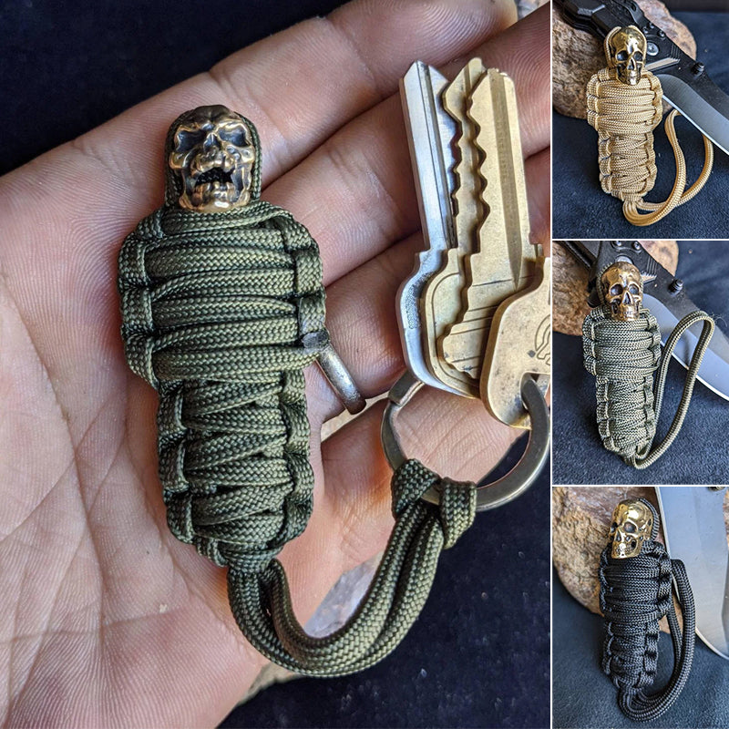 Paracord Keychain Mummy Brass Skull