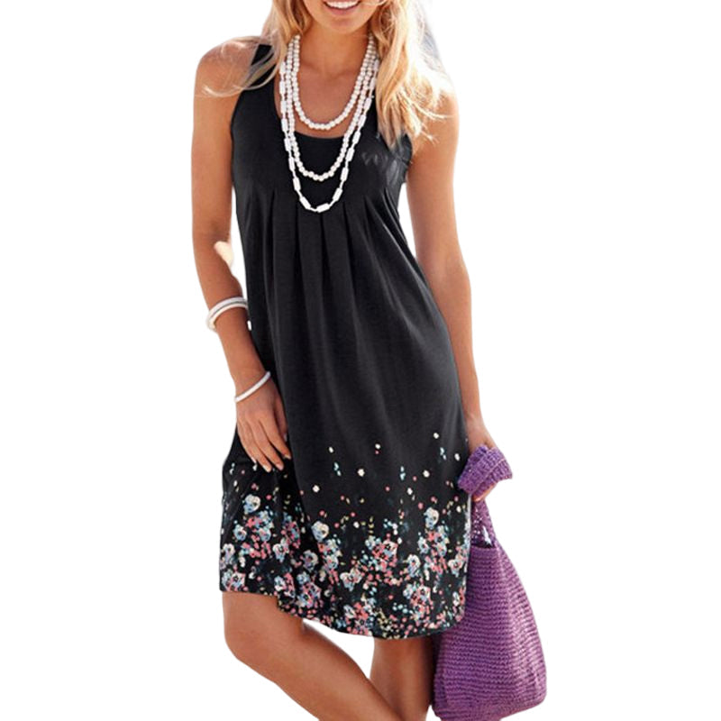 Sleeveless Printed Loose Dress