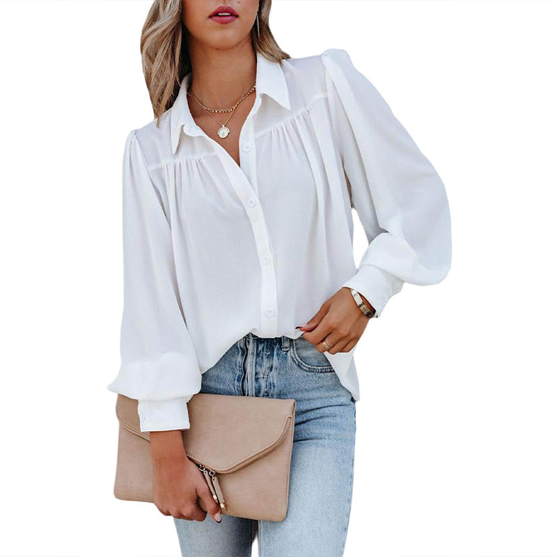 Balloon Sleeve Pleated Shirt