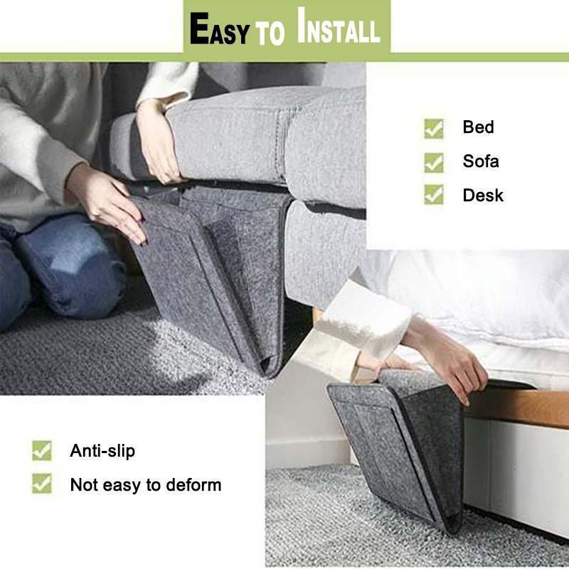 Sofa Bedside Felt Storage Bag with Pockets Hanging Organizer