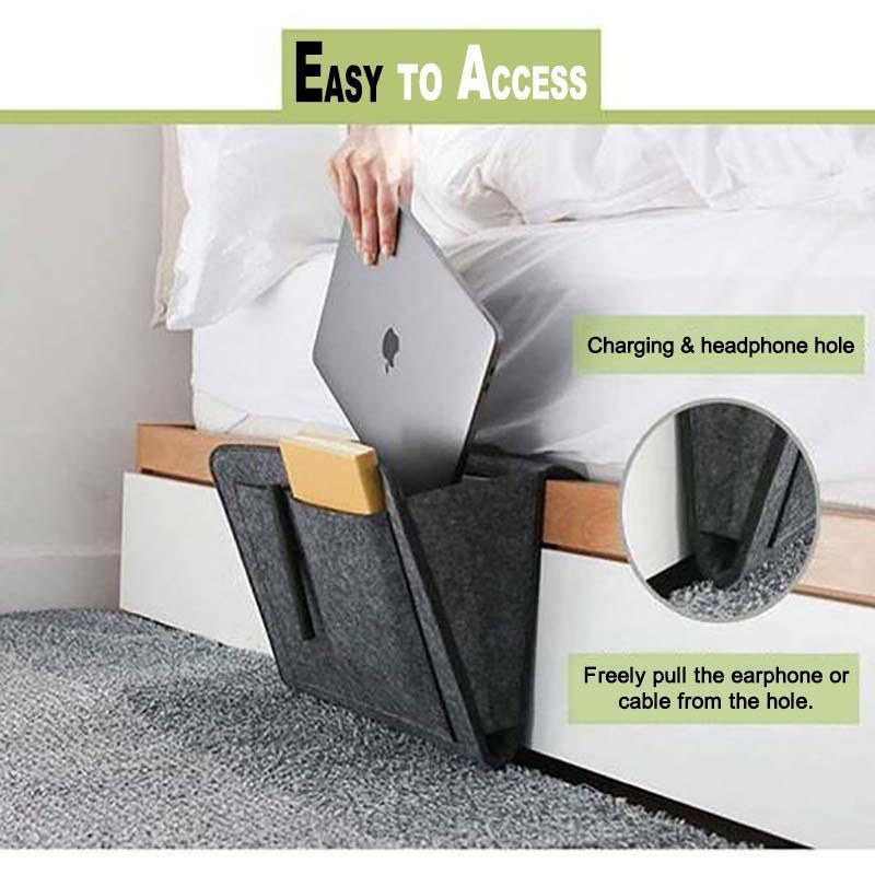 Sofa Bedside Felt Storage Bag with Pockets Hanging Organizer