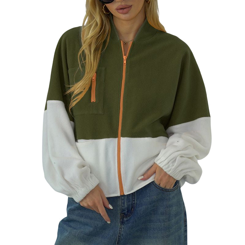 Multicolor Panel Fleece Jacket